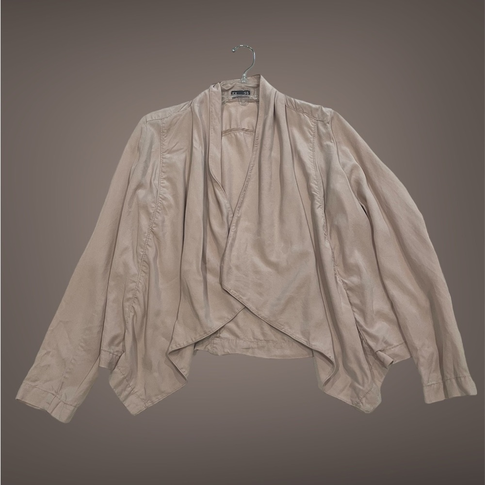 Draped open front jacket